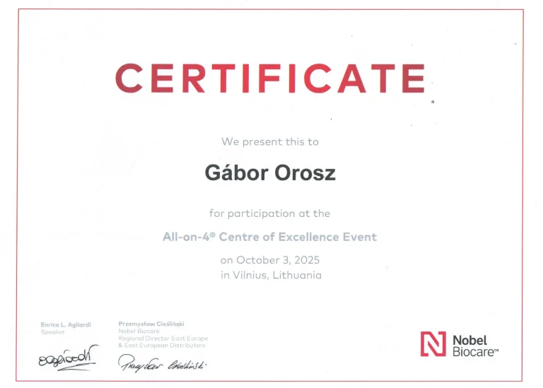 2025-Dr-Orosz-Gabor-Nobel-Biocare-AO4-center-excellence-event-cert-Vilnius